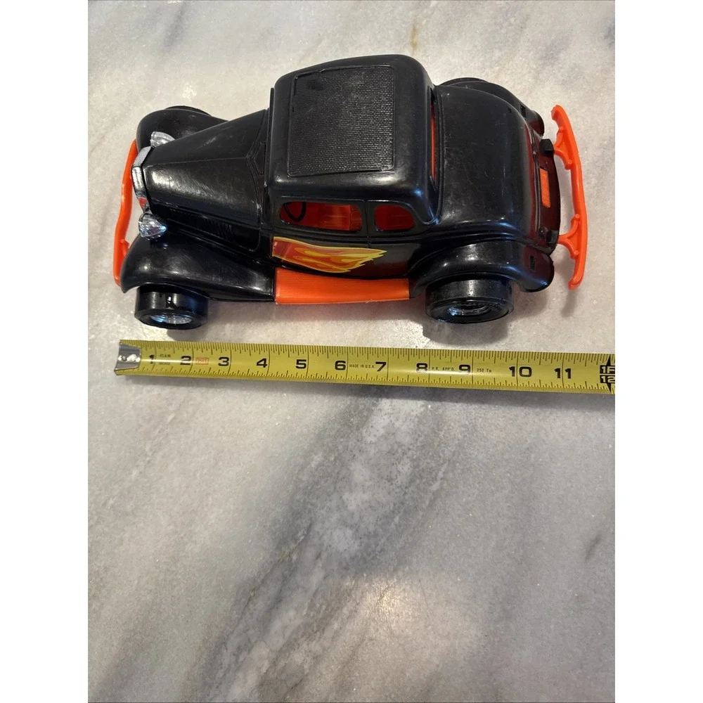 Vintage Durant Plastics Black 1934 Ford Victoria Toy Car With Orange Flames‎